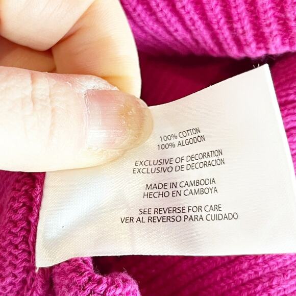 GAP Crewneck Cotton Oversized Long Sleeve Ribbed Trim Sweater Pink XL - Picture 4 of 4